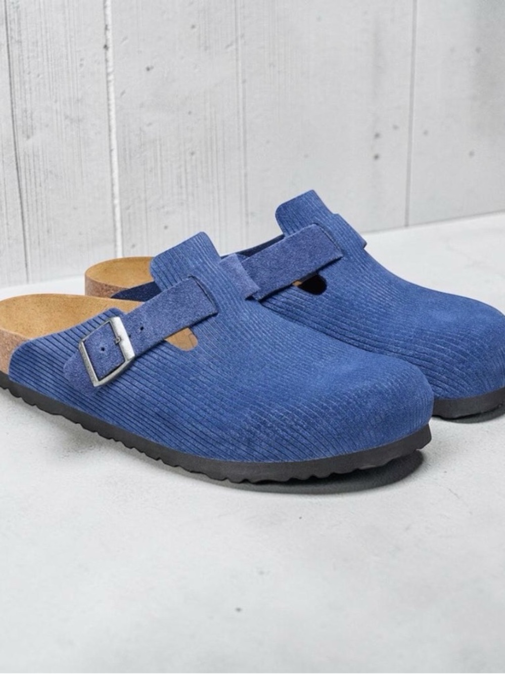 New! Birkenstock Blue Corduroy Clogs